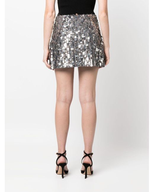 P.A.R.O.S.H. Gray Gonna Sequin-embellished Miniskirt