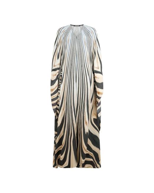 Roberto Cavalli White Zebra-Print V-Neck Maxi Dress