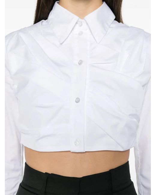 Viktor & Rolf White Pleated Cropped Shirt