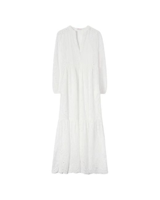 Mc2 Saint Barth White Sylvia Broderie-Anglaise Maxi Dress