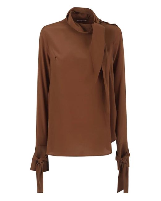 Ermanno Scervino Brown Tie-Neck Top