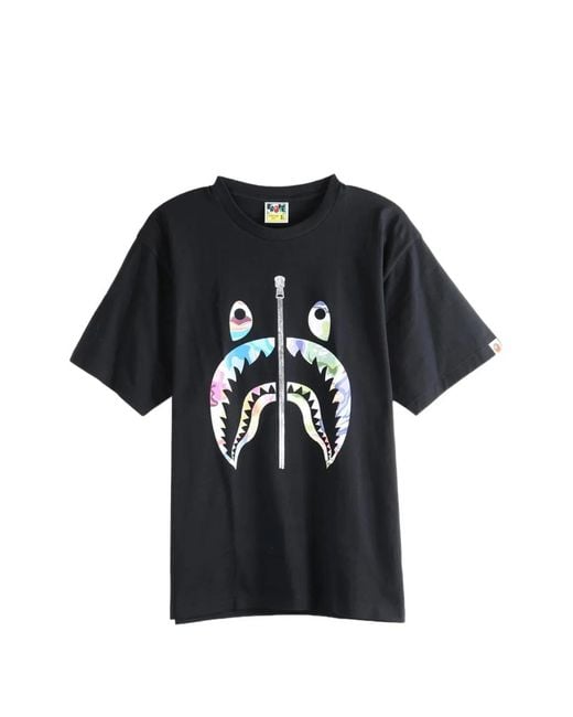 A Bathing Ape Black T-Shirt À Imprimé Art Camo Shark for men
