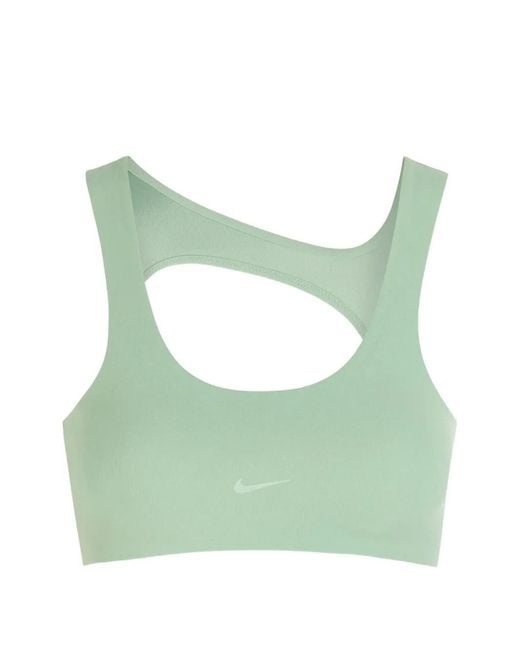 Nike Green Zenvy Cut-Out Logo-Print Sports Bra