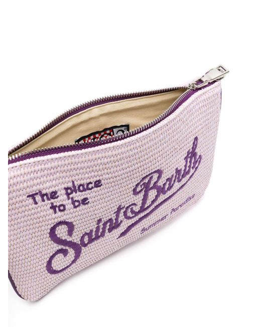 Mc2 Saint Barth Purple Parisienne Straw Clutch Bag