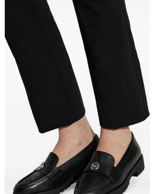 MICHAEL Michael Kors Black Logo-Plaque Leather Ballet Flats