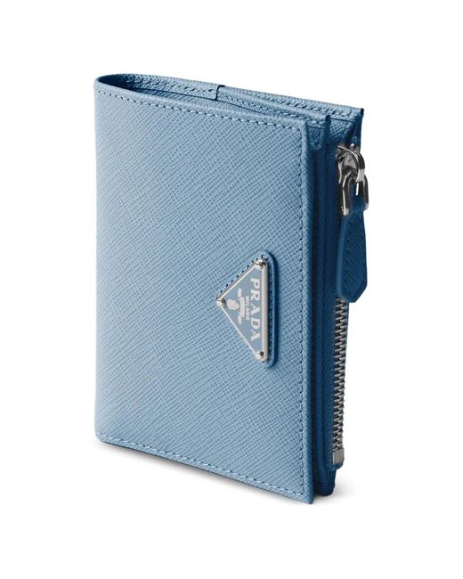 Prada Blue Small Saffiano Leather Wallet