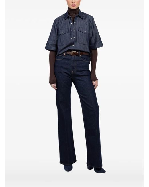 CISSA Blue Safari Buttoned Pocket Shirt