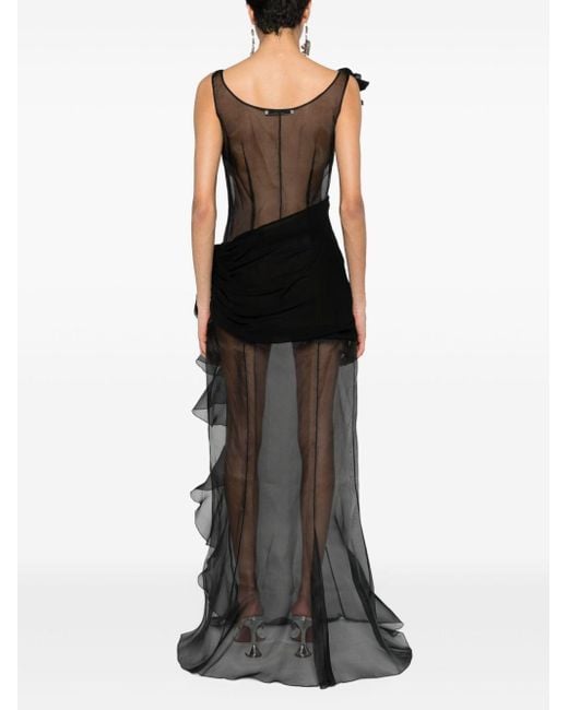 Alessandra Rich Maxi-jurk Met Bloemenpatch in het Black