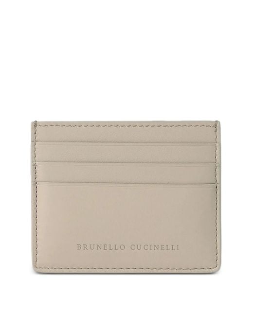 Brunello Cucinelli Natural Logo-Stamp Cardholder