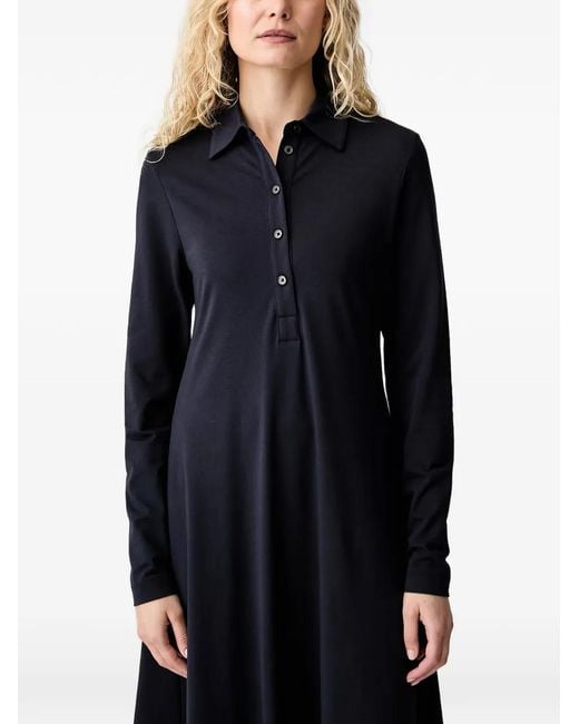 Marc O' Polo Blue Long-Sleeve Button-Fastening Midi Dress
