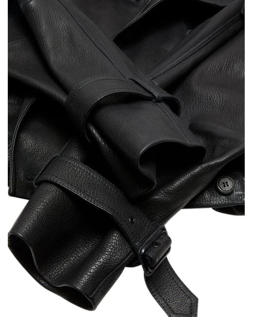 Acne ダブルブレスト レザージャケット Black