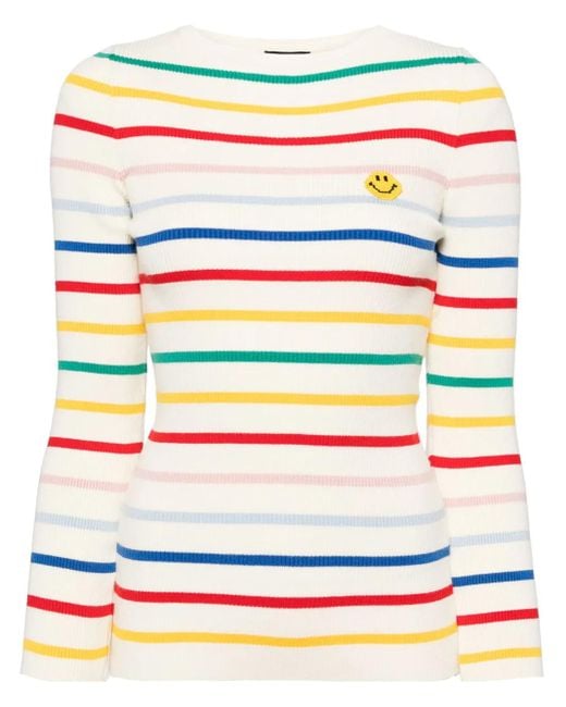 Joshua Sanders White Gestreifter Pullover