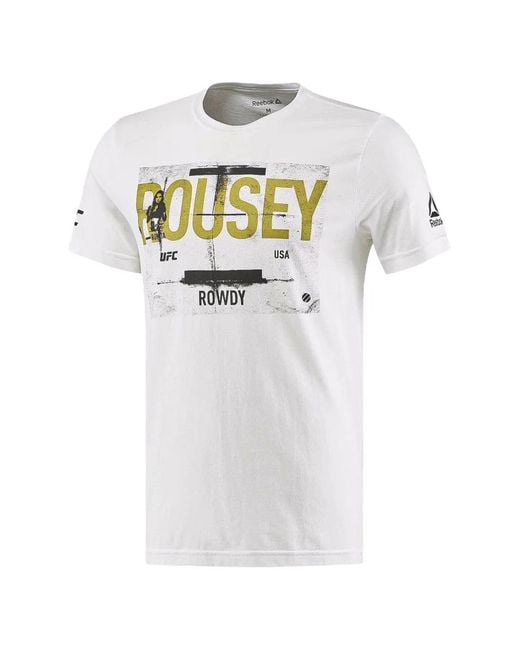 Reebok White Ufc Ronda Rousey T-Shirt for men