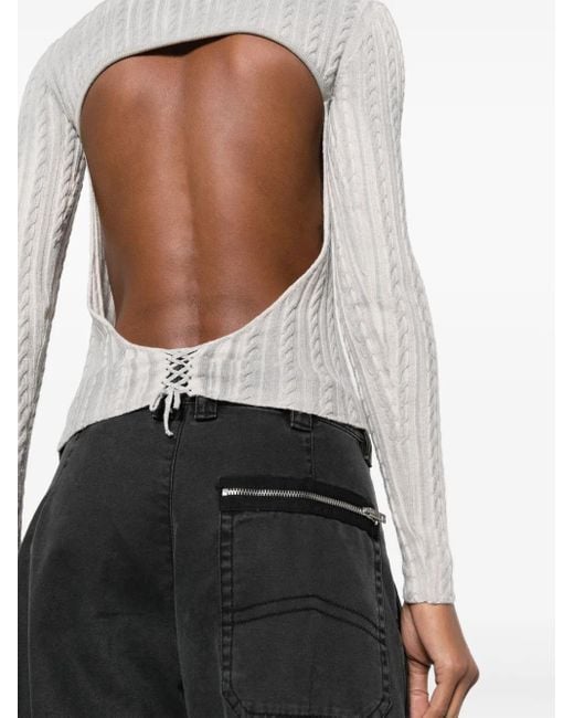 Paloma Wool White Open-Back Cable-Knit Jumper