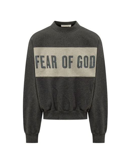 Fear Of God Black Cropped Relaxed Panelled Sweatshirt for men
