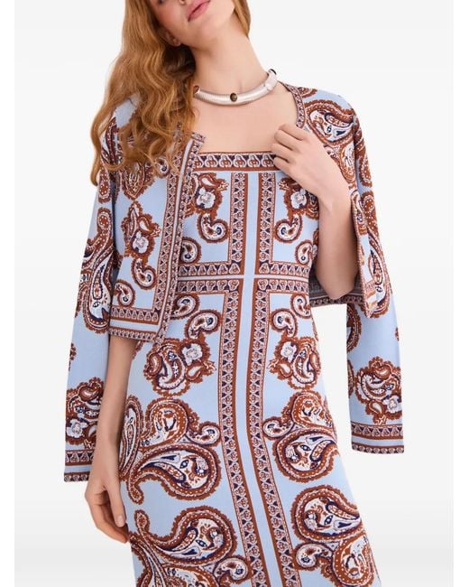 Cara Cara White Paisley-Print Strapless Midi Dress