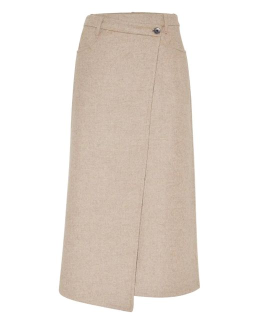 Brunello Cucinelli ウールラップスカート Natural
