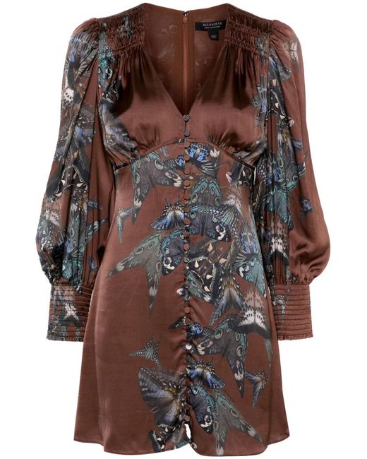 AllSaints Brown Auden Mini Dress