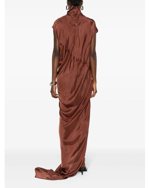 Rick Owens Brown Asymmetrisches Edfu T Kleid