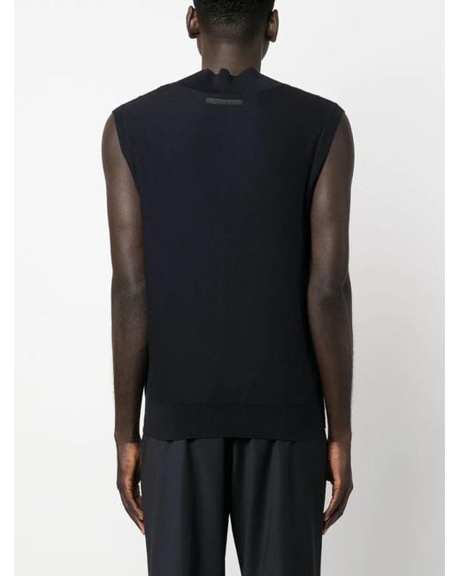 Viktor & Rolf Black V-Neck Cable-Knit Sleeveless Sweater for men