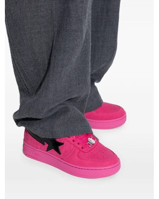 A Bathing Ape Pink Baskets À Étoiles Appliquées
