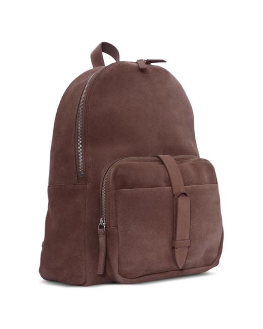 Orciani Brown Front-Strap Suede Backpack for men