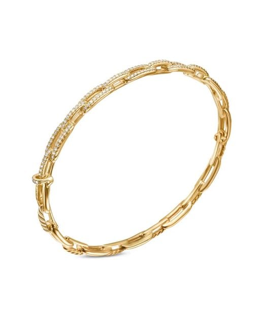 David Yurman Metallic 18Kt Stax Chain Link Diamond Bracelet (4Mm)