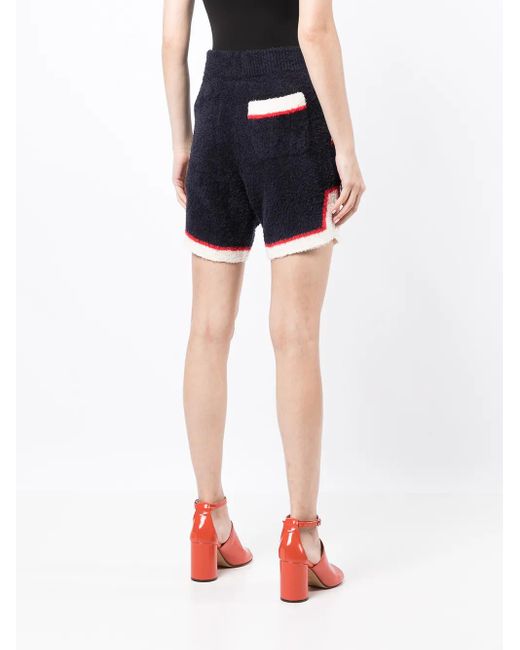 Undercover Blue Frottee-Shorts Mit Streifen