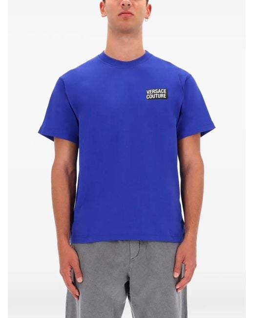 Versace Jeans Couture Blue Logo-Patch T-Shirt for men