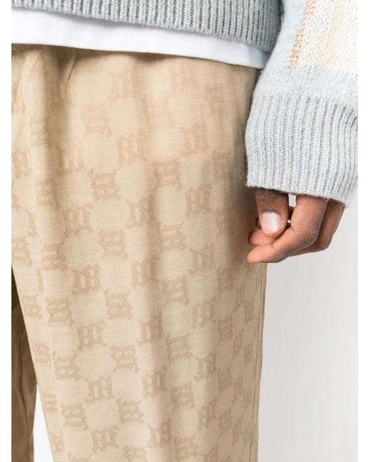 M I S B H V Natural Logo-Print Wide-Leg Trousers for men