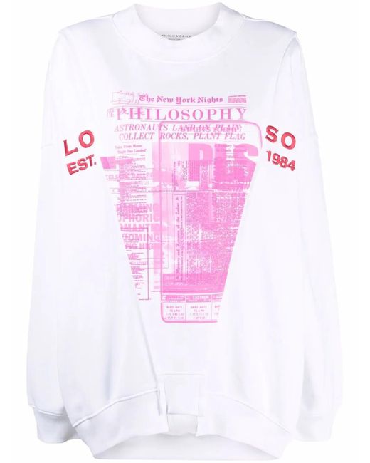 Philosophy Di Lorenzo Serafini Pink Graphic-Print Cotton Sweatshirt
