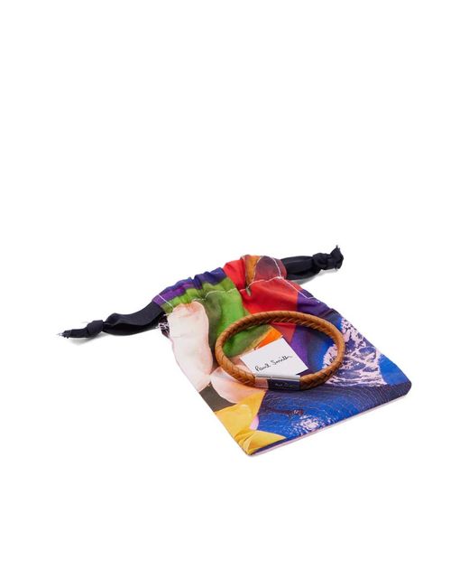Paul Smith Brown Interwoven Leather Bracelet for men