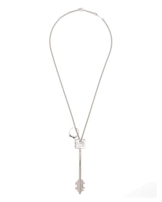 Rabanne White Key-Ring Pendant Necklace