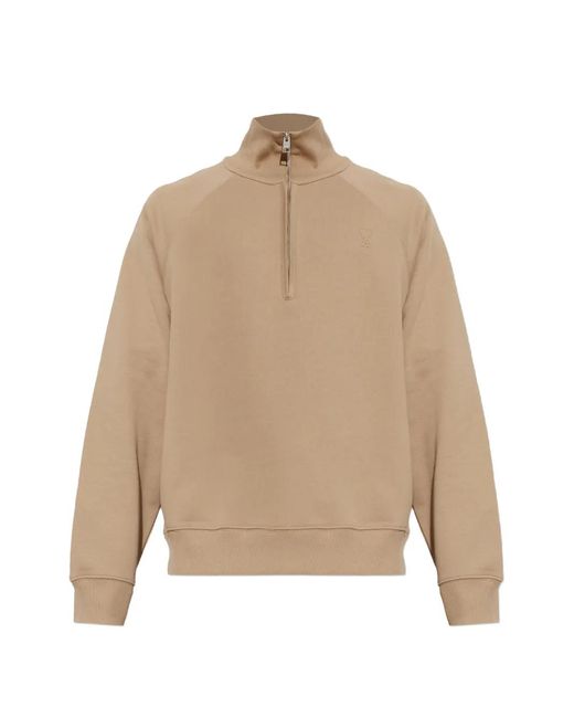 AMI Natural Ami De Coeur-Embroidered Sweatshirt for men