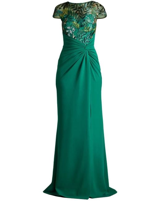 Tadashi Shoji Green Draped Gown