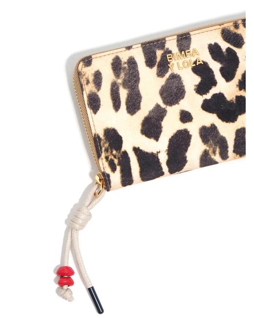 Bimba Y Lola Natural Leopard Zip Wallet