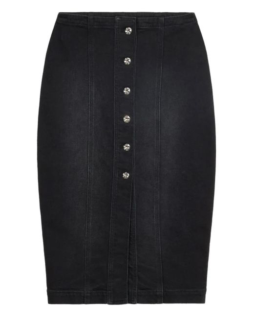 Blumarine Black Jeansrock Mit Logo-Print