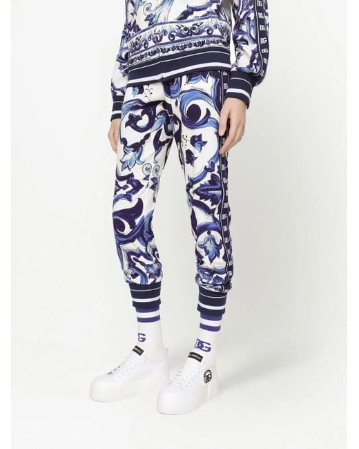 Dolce & Gabbana Blue Majolica-Print Track Pants