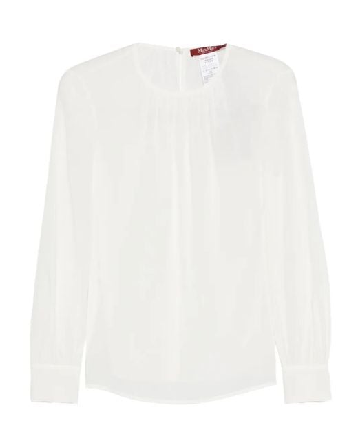 Max Mara White Mstcolmo Long-Sleeve Blouse
