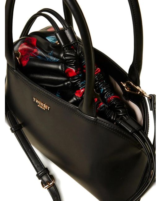 Twinset Black Logo-Plaque Tote Bag