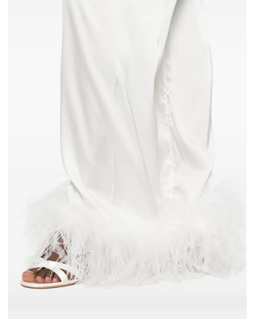 Oseree White Bridal Satin Pants Plumage