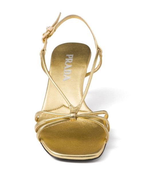 Sandales en cuir 55 mm Prada en coloris Metallic