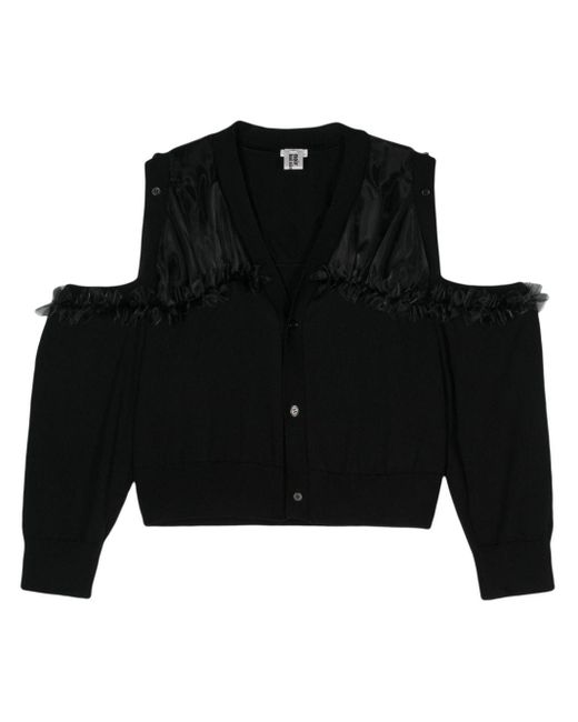 Cardigan en laine à volants Noir Kei Ninomiya en coloris Black