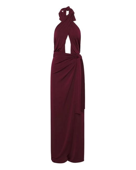 Johanna Ortiz Purple Halterneck Jumpsuit