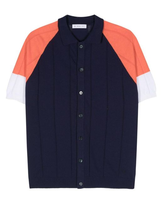 Manuel Ritz Blue Colourblock Knitted Shirt for men