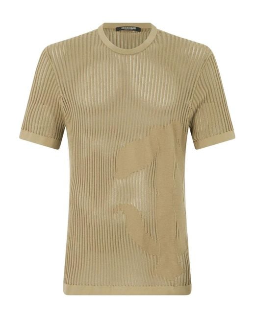 Roberto Cavalli Geribbeld T-Shirt in het Green voor heren