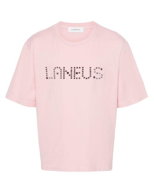 Camiseta con logo de apliques Laneus de hombre de color Pink