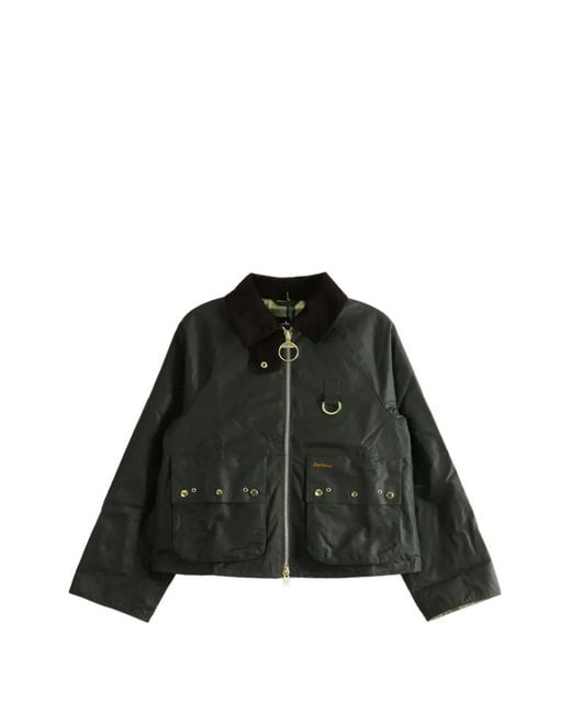 Barbour Black Ancient Tartan-Print Corduroy-Collar Jacket