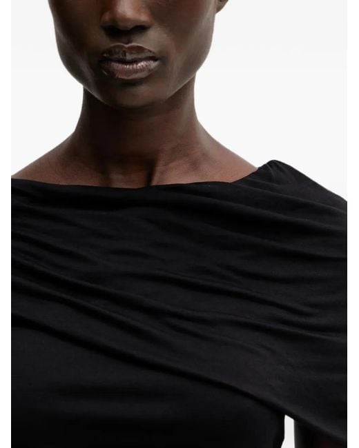 Rick Owens Black Lola Ruched Boat-Neck Top