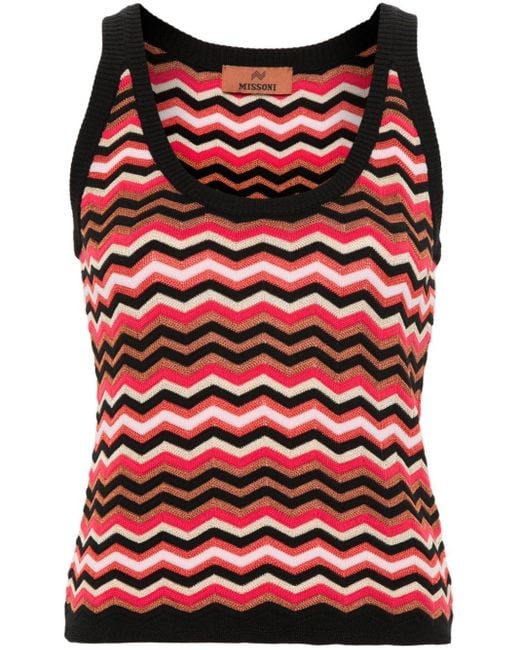 Missoni Red Zigzag-woven Knitted Top